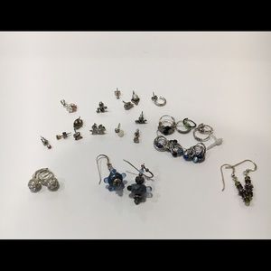 Miscellaneous silver studs and hoops